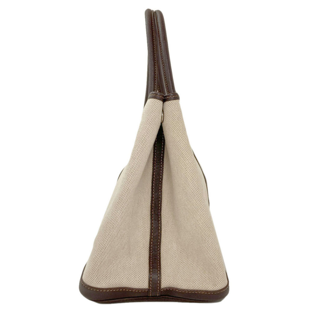 Hermes Garden Party PM Marron Silver Hardware Handbag Toile H/Buffle Women's ... - Picture 3 of 16